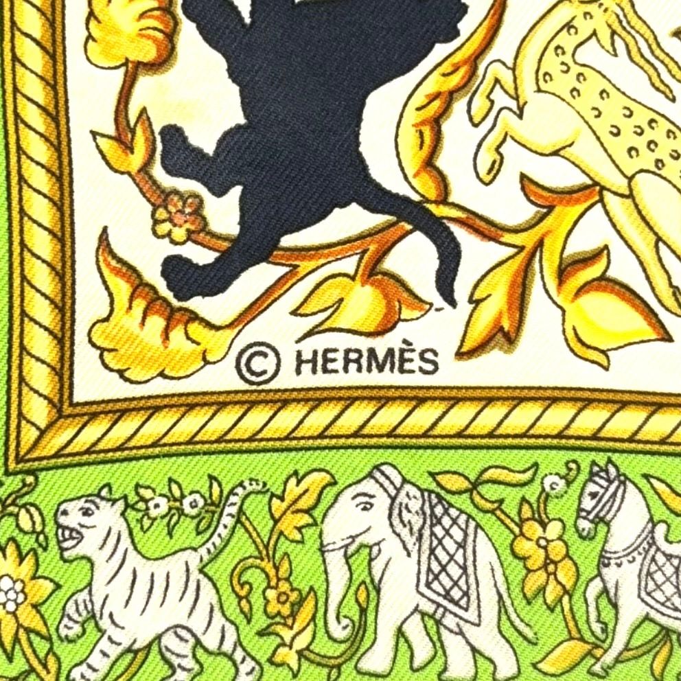 新着】HERMES カレ90 CHASSE EN INDE インドの狩猟 シルク マルチ