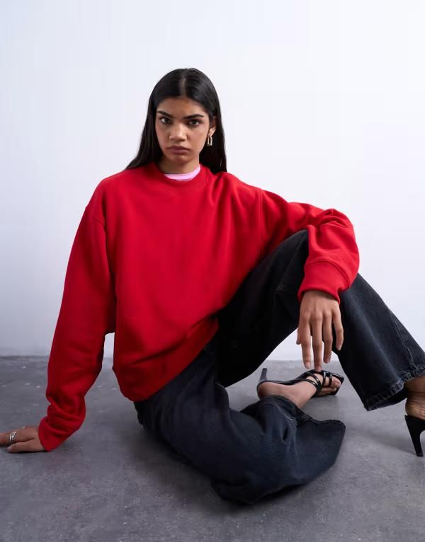 トップショップ レディース アウター パーカー・スウェット Topshop ultimate sweat RED レッド