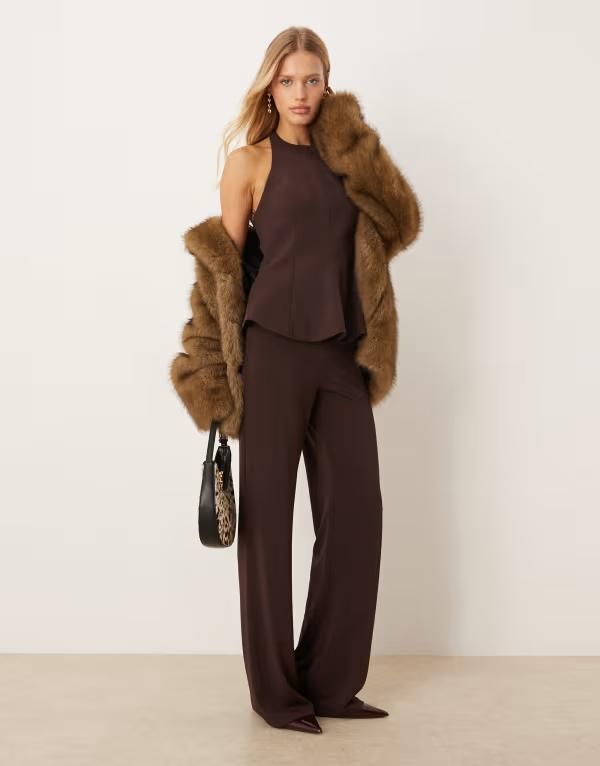 マンゴ レディース ボトムス カジュアルパンツ ストレート Mango straight leg pants part of a set BROWN ブラウン 14,026円