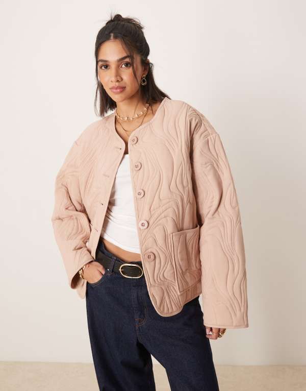 エイソス レディース アウター ジャケット・ブルゾン キルティング コットン ジャケット ASOS DESIGN textured quilted cotton jacket in pale Pale 12,586円