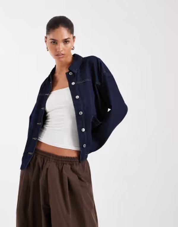 ヴェロモーダ レディース アウター ジャケット・ブルゾン デニム Vero Moda denim shacket with front pockets in dark blue rinse Dark