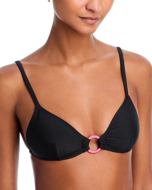 ソリッド アンド ストライプ レディース 水着 トップのみ Solid Striped The Gaia Ring Front Bikini Top Noir