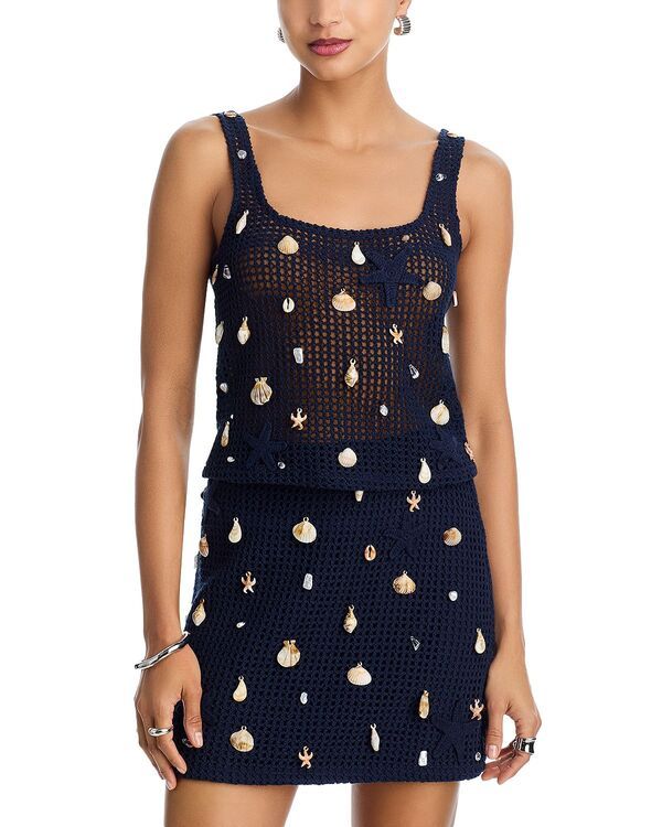 アクア レディース トップス タンクトップ AQUA Crochetreasure Tank Exclusive Navy ネイビー