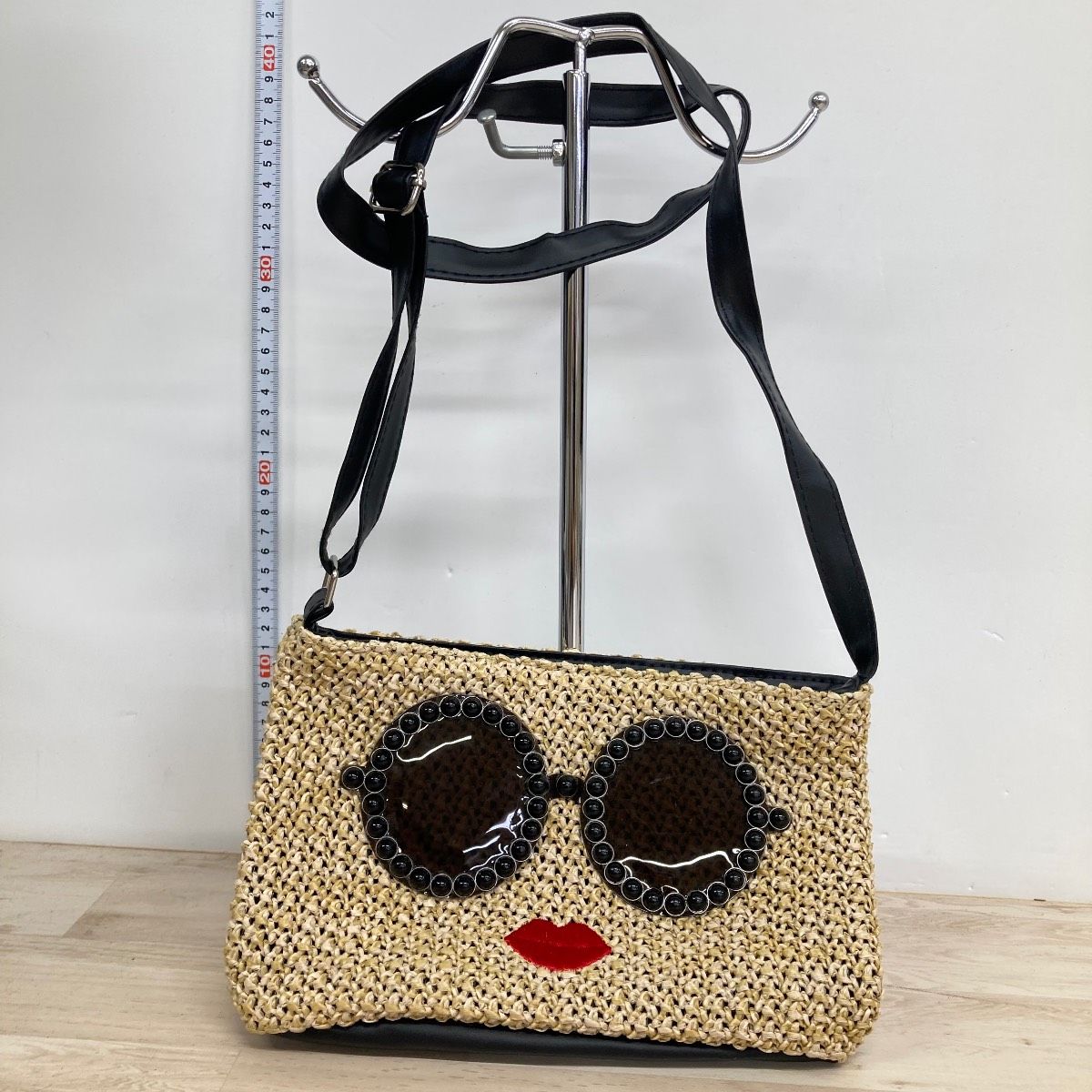 美品 a-jolie/アジョリー ショルダーバッグ カゴバッグ フェイス 