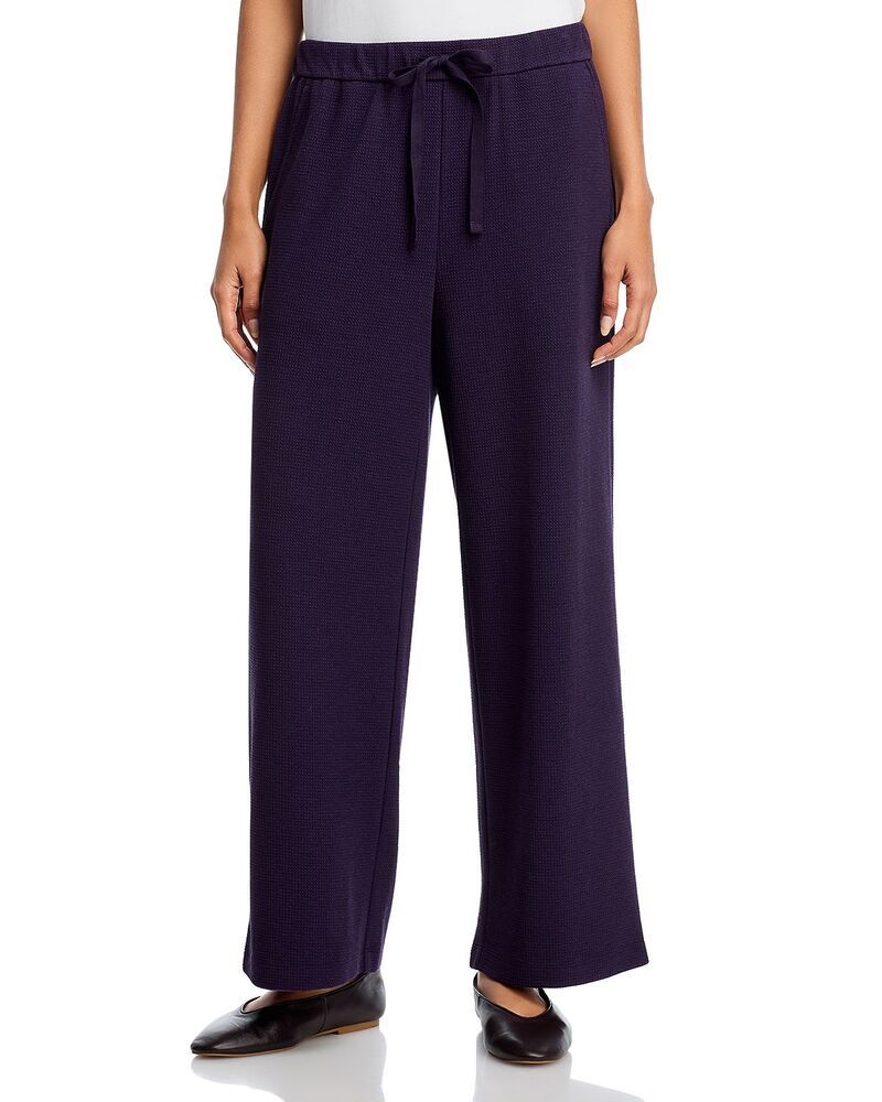 エイリーンフィッシャー レディース ボトムス カジュアルパンツ アンクル ニット Eileen Fisher Waffle Double Knit Wide Ankle Pants with Draw