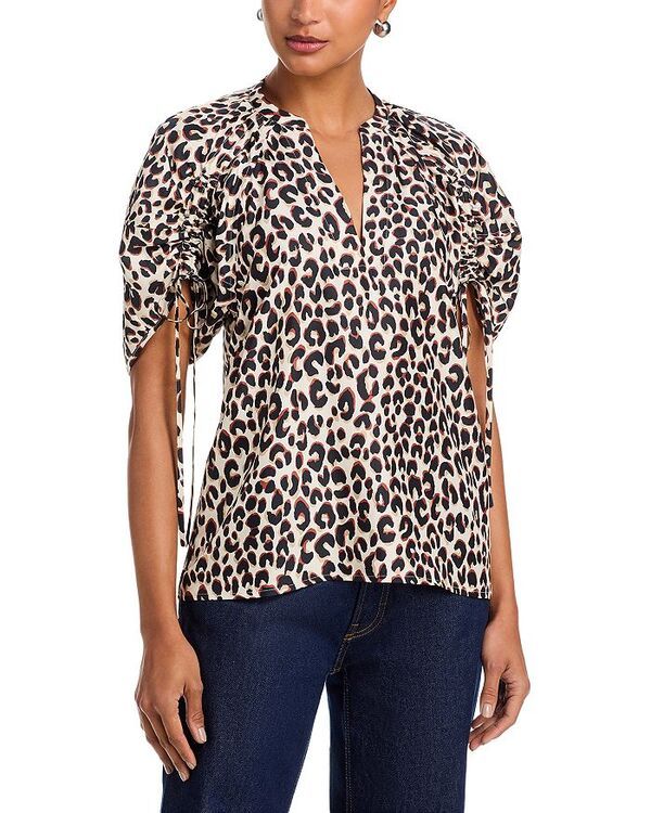スリーワンフィリップリム レディース トップス シャツ プリント ギャザー 31 Phillip Lim Leopard Print Ruched Sleeve Top Chalk Multi チョー