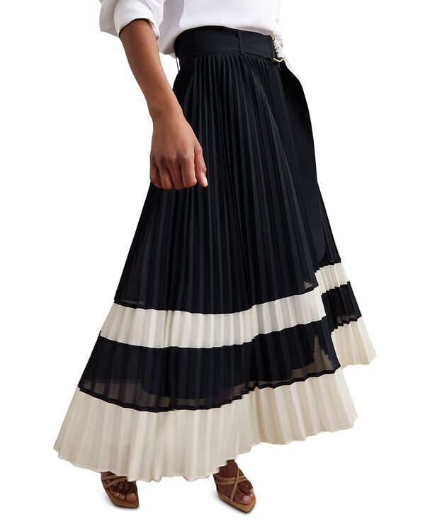 レイス レディース ボトムスカート プリーツ ミディ REISS Goldie Pleated Midi Skirt NavyIvory アイボリー 28,470円