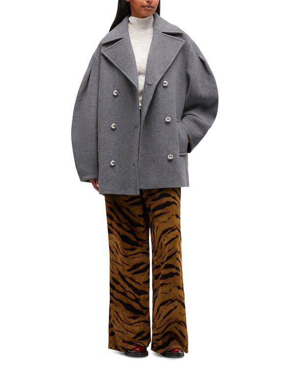 ガニー レディース アウター コート GANNI Oversized Peacoat Pewter ピューター