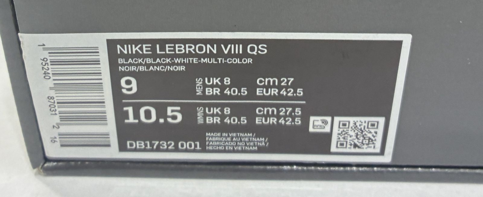 未使用 SPACE PLAYERS NIKE LEBRON 8 BLACK MULTI 27㎝ スペースプレイヤーズ ナイキ レブロン 【T1792-001】◆ 268