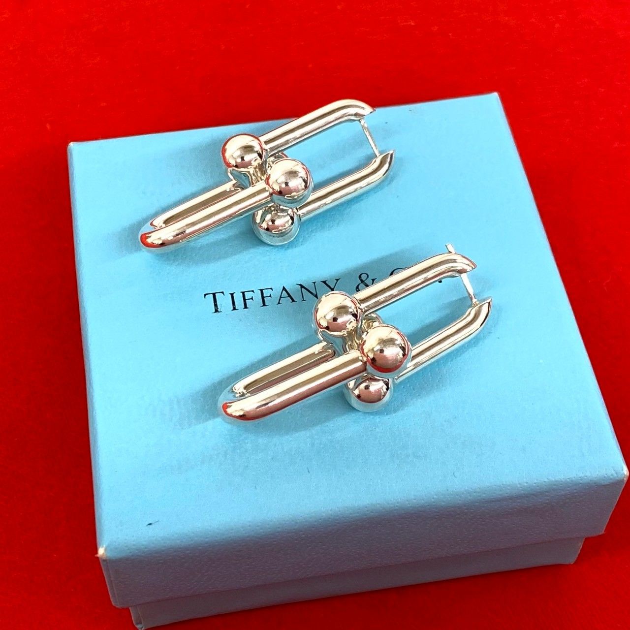 極美品 ティファニー ハードウェア エクストララージ ピアス シルバー925 極 美品 TIFFANY&Co. ティファニー ハードウェア エクストララージ