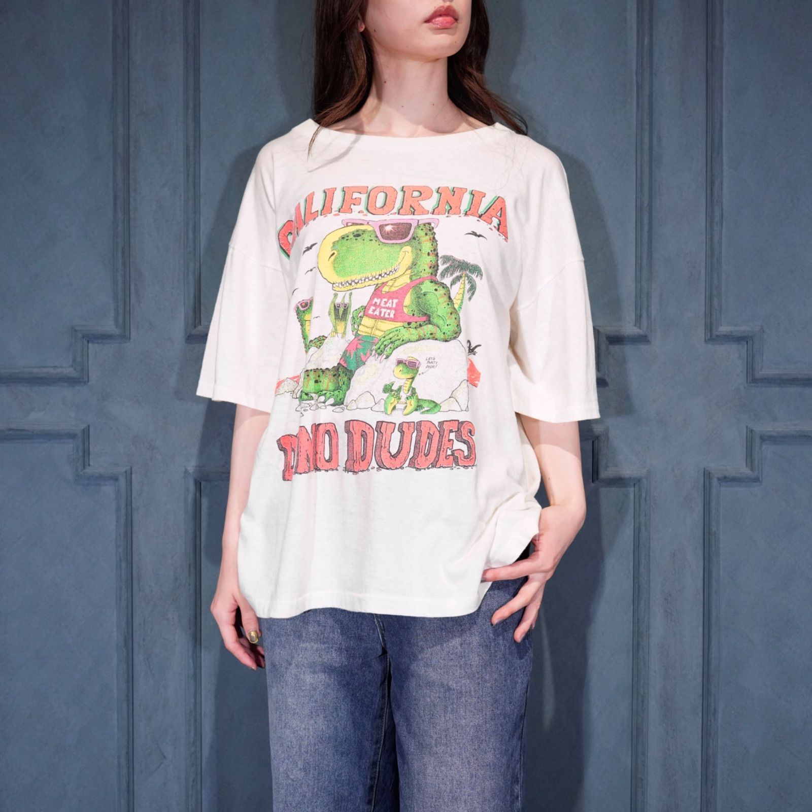 90's USA VINTAGE CALIFORNIA DINOSAUR PRINT DESIGN T SHIRT/90年代アメリカ古着恐竜プリントデザインTシャツ 10,217円