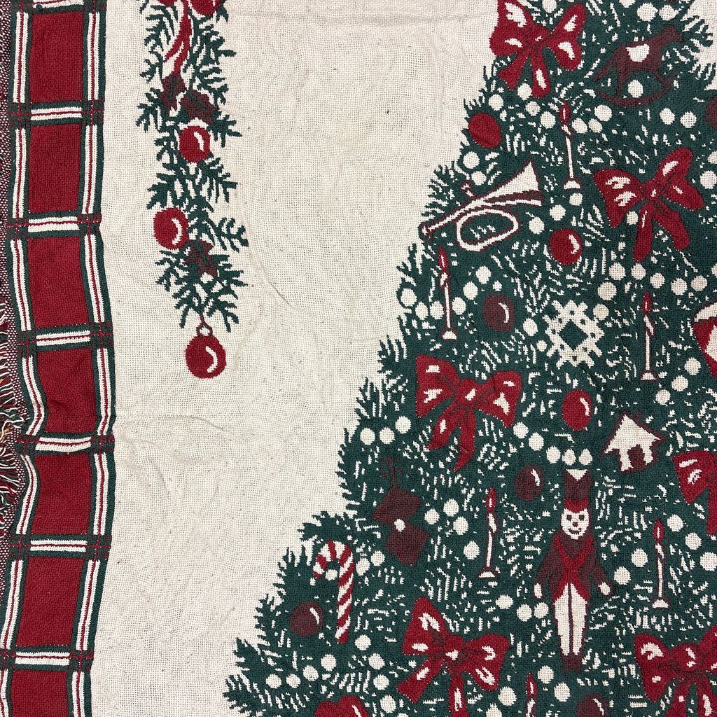 vintageラグ ブランケット マルチカバー タペストリー クリスマスツリー テディベア オーナメント Rug Blanket Christmas 3366