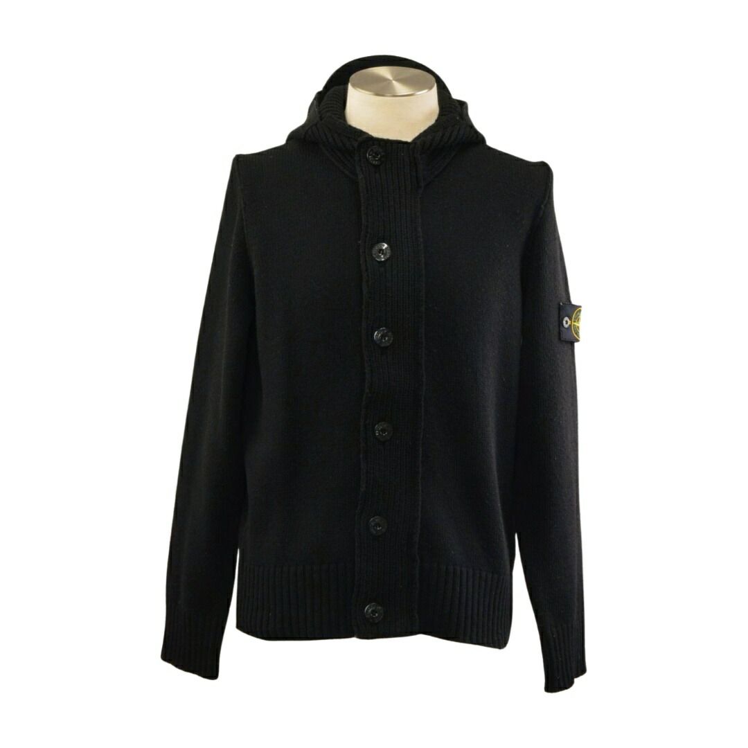 ストーンアイランド STONE ISLAND ニット フード付き 長袖 パーカー セーター ウール ナイロン Mサイズ ブラック メンズ F-L8689