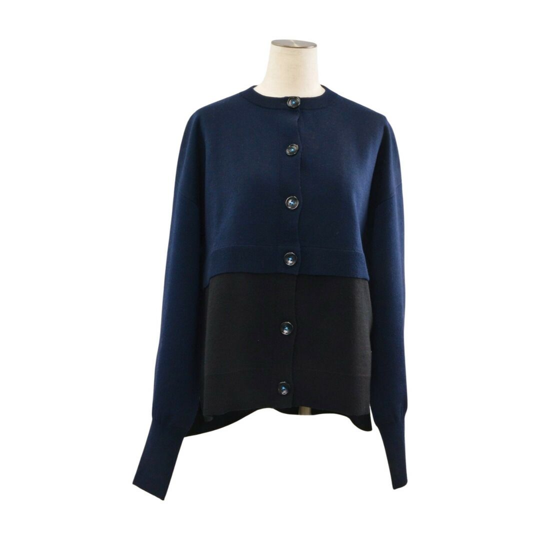 ナゴンスタンス Nagonstans ニット カーディガン 470HA870-1350 double cardigan Mサイズ ブラック×ネイビー レディース F-L8602