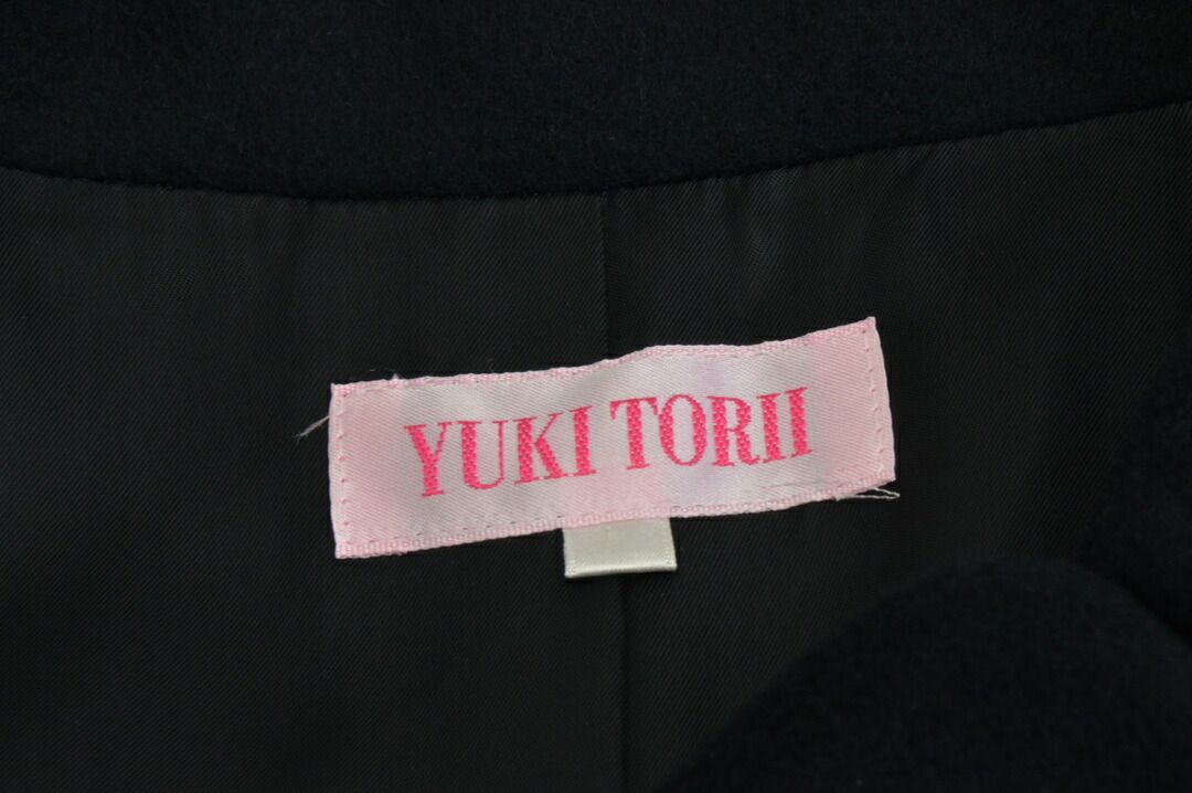 G9890*ユキトリイ☆極上アンゴラ☆ロング☆コート☆キュプラ☆黒ブラック☆9 ユキトリイ yuki torii ロングコート ウール アンゴラ シルク ブラック