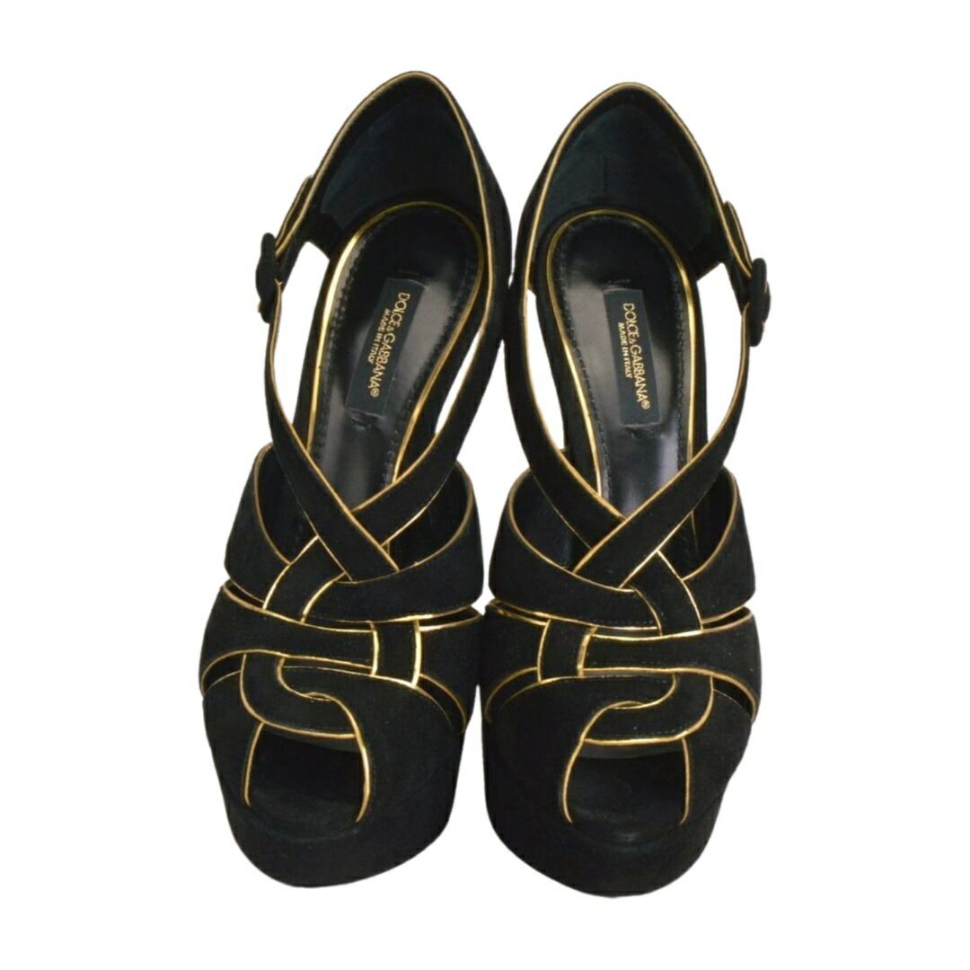 ドルチェアンドガッバーナ DOLCE & GABBANA レザー プラットフォーム サンダル 35 1/2サイズ ブラック レディース F-LSHOE5191 24,585円