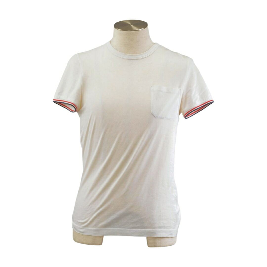 モンクレール MONCLER Tシャツ ロゴ 半袖 ホワイト コットン リブ XSサイズ メンズ F-S4816