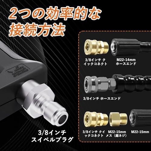 R★【2025新登場ankon新型回転式ショートガン】 高圧洗浄ショートガン 高圧洗浄機ショート 25°ゴムノズル・3/8インチオスプラグ・1/4インチクイックコネクター付き 1cdcdb01