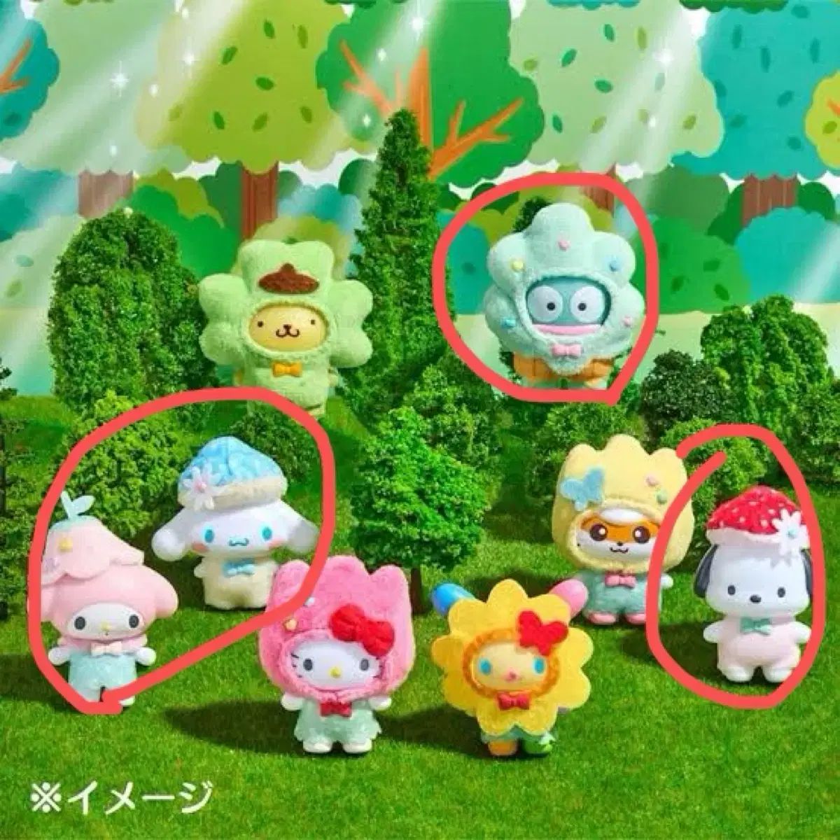 ちびマイメロディ 森 SOUP 4種 まとめ ハンギョドン マイメロディ シナモロール ポチャッコ