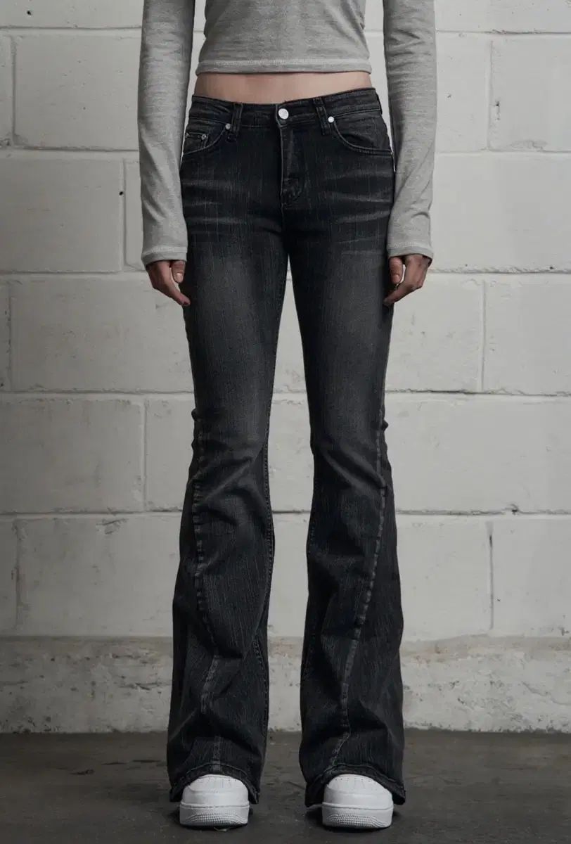 SLUB CAT WASHING DENIM PANTS BLACK