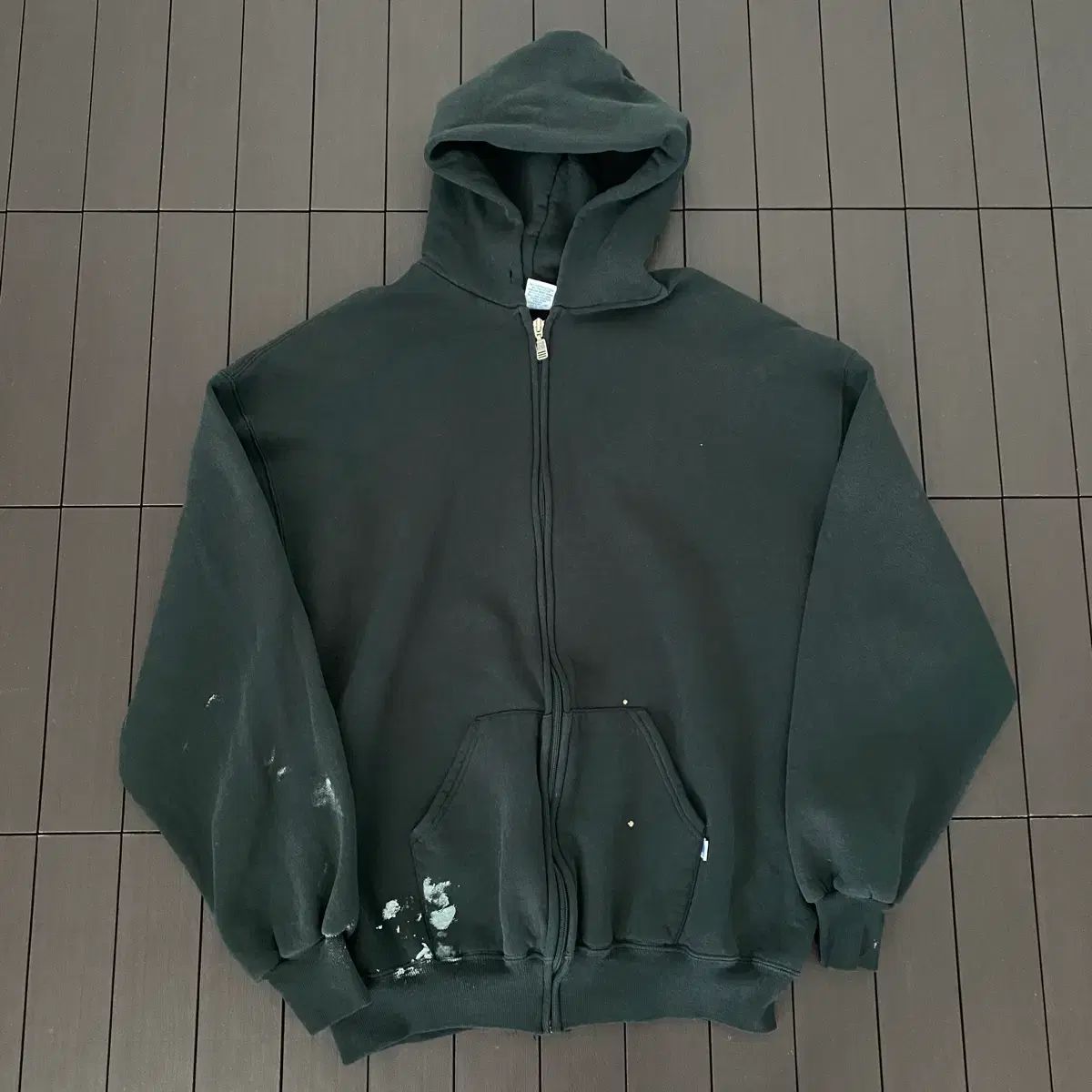 (XL) 90s ヴィンテージ ラッセル フードジップアップ ブラック