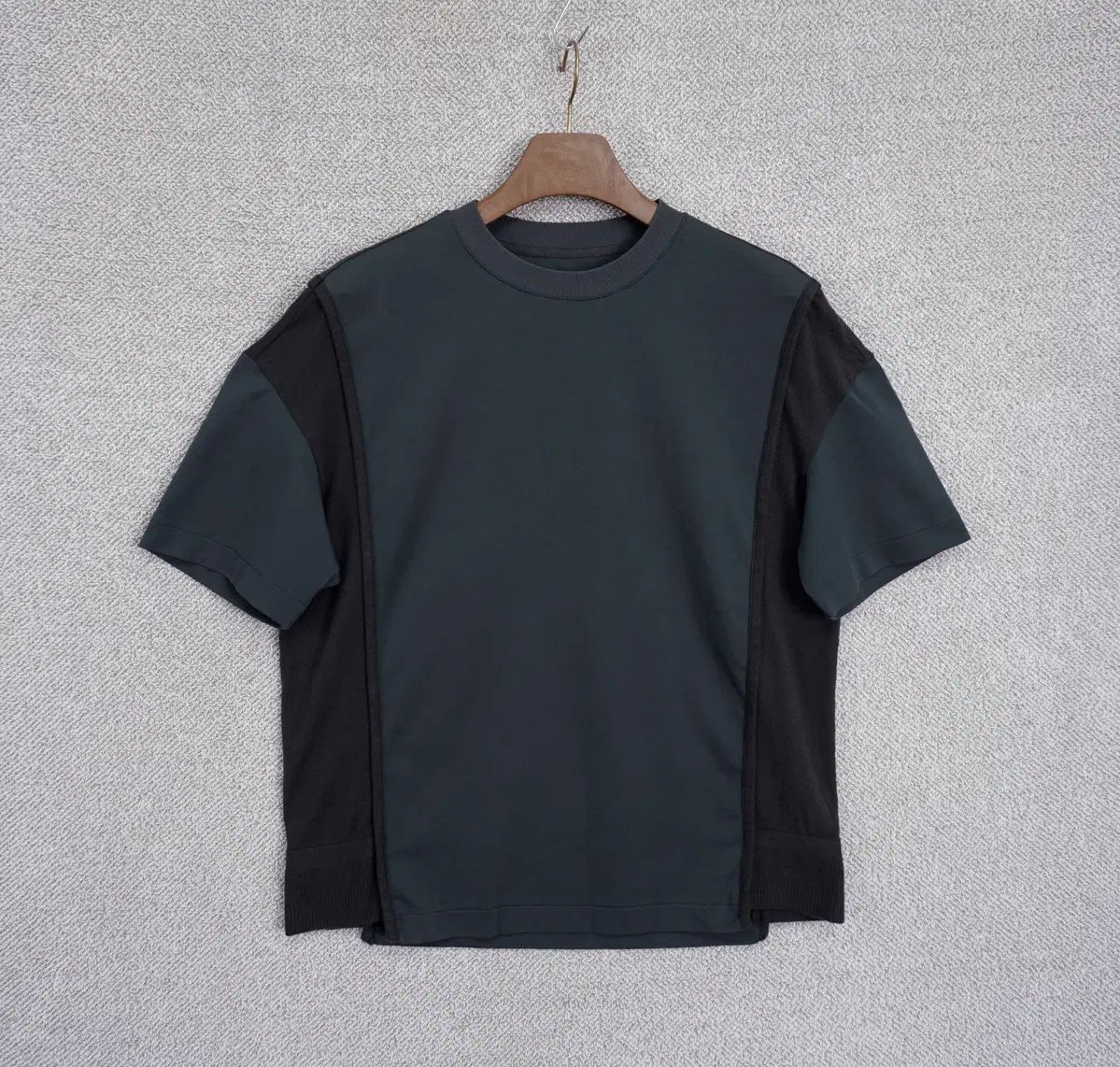 ハンサム システムオム 22SS ニットバイカラー 半袖 Tシャツ 100size