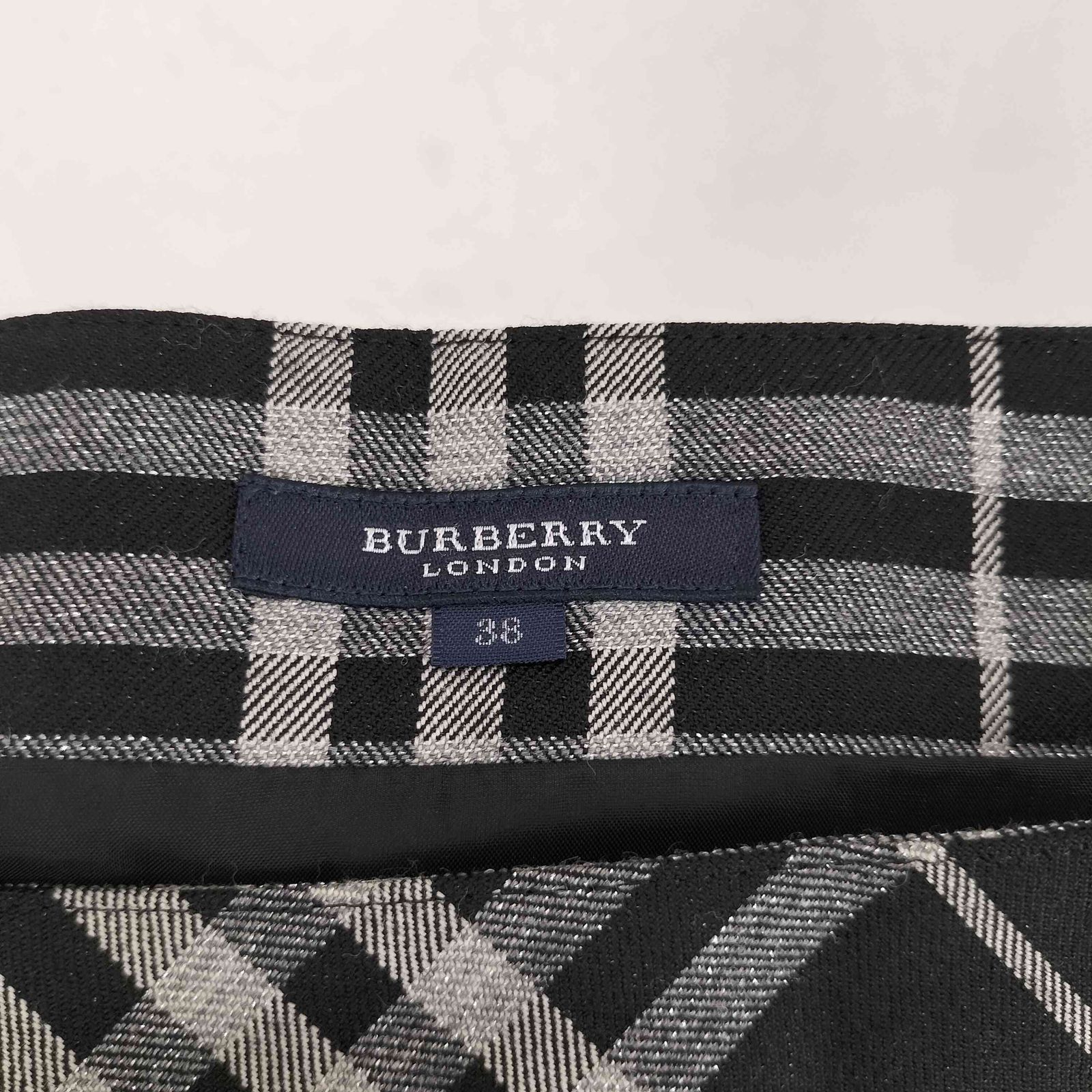 バーバリーロンドン BURBERRY LONDON ラメ チェック ミディ丈プリーツ