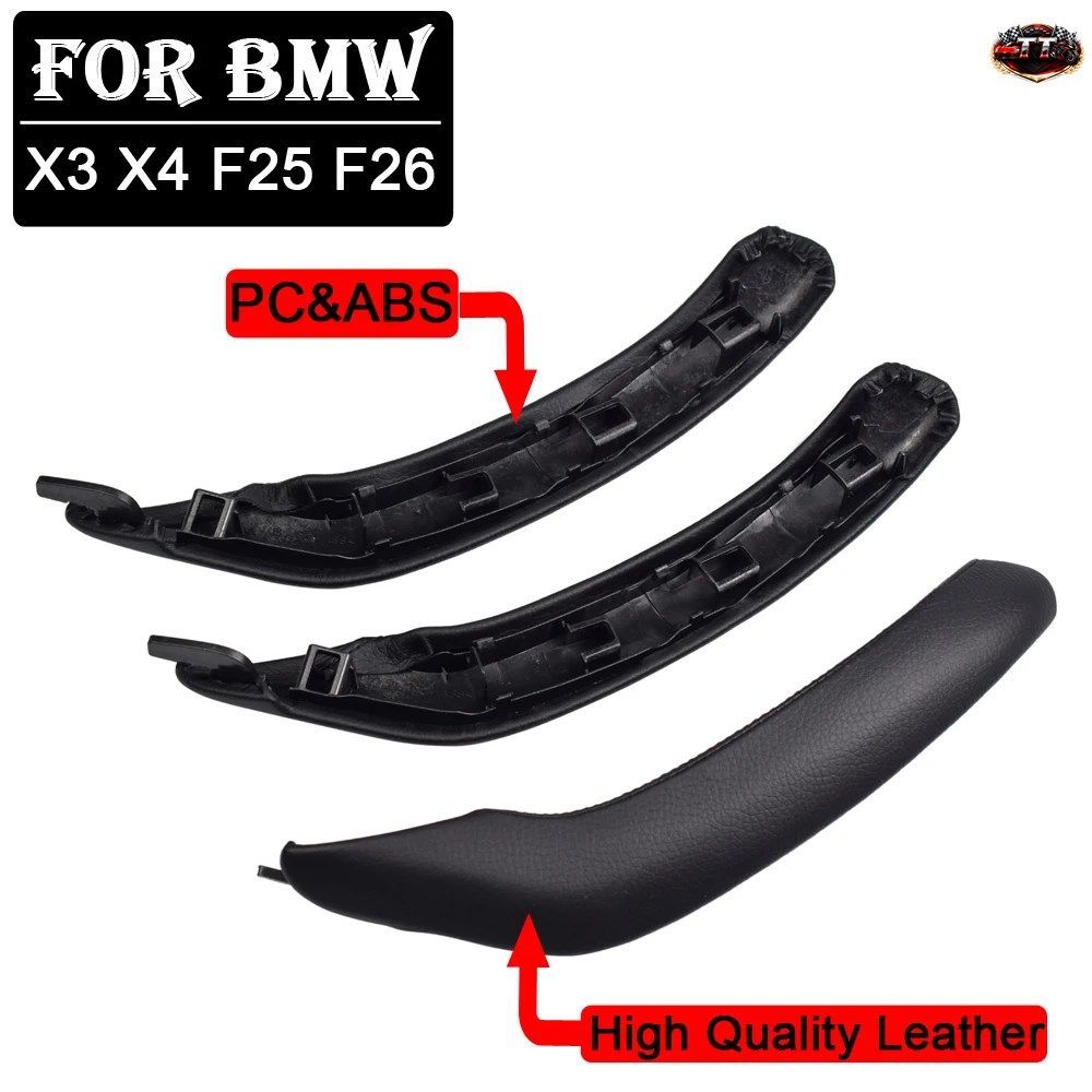 左右ハンドル車用インナーパッセンジャードアプルハンドルレザーアウターカバートリムセット BMW X3 X4 F25 F26 2010-2016