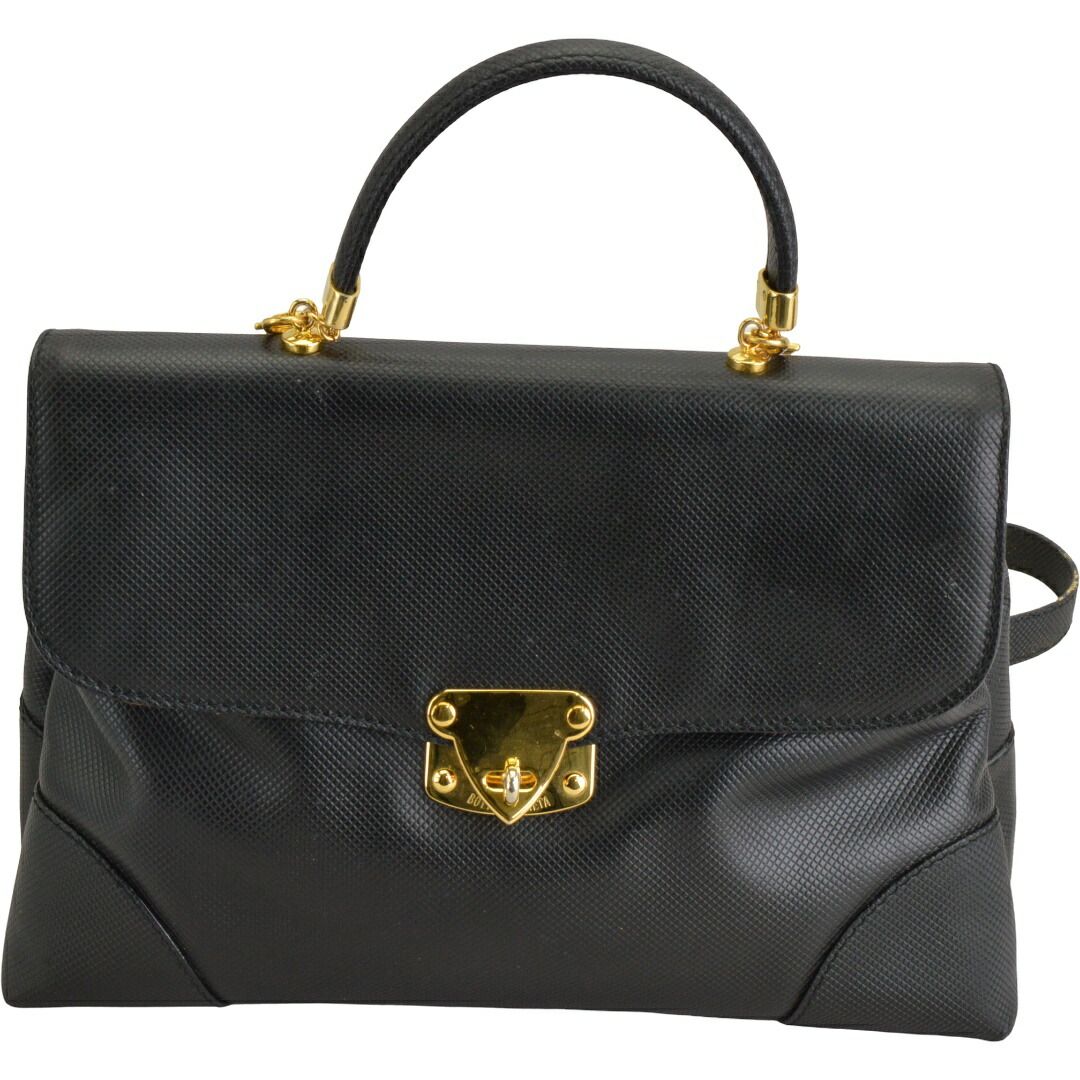 ボッテガヴェネタ BOTTEGA VENETA ヴィンテージ 2WAY ハンドバッグ ショルダー付き ブラック イタリア製 レディース F-B6933