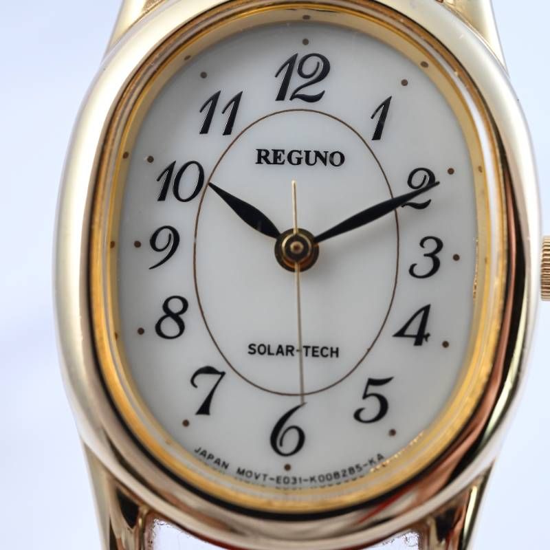 CITIZEN シチズン REGUNO レグノ ソーラー腕時計 レディース オーバルケース ゴールド×レザーベルト きれいめ 上質 大人カジュアル 動作確認済み