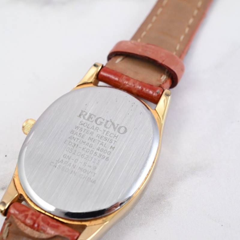 CITIZEN シチズン REGUNO レグノ ソーラー腕時計 レディース オーバルケース ゴールド×レザーベルト きれいめ 上質 大人カジュアル 動作確認済み