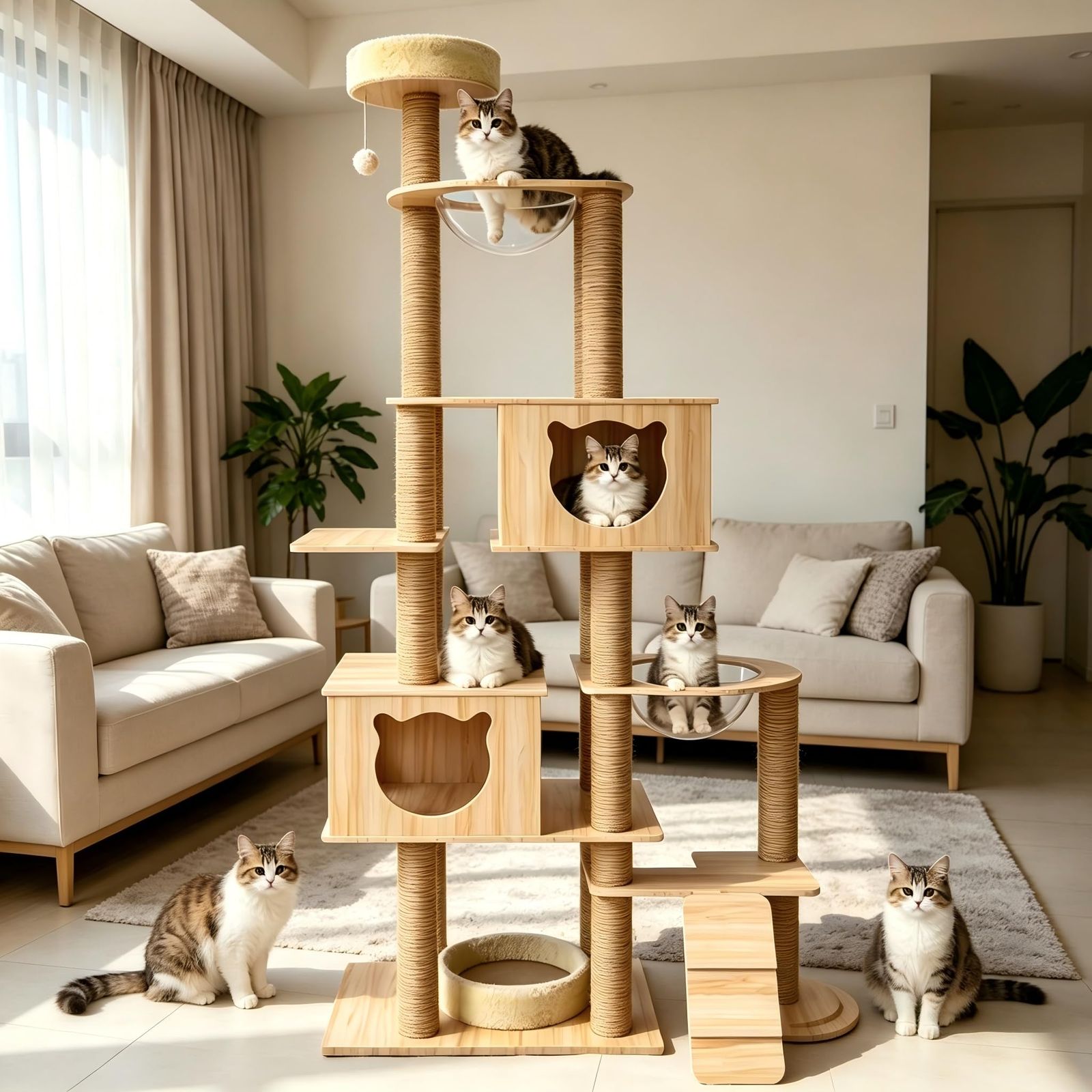 【2026年版キャットツリー新バージョン】Yinanroa キャットタワー 木製 据え置き 猫タワー,省スペース タワーキャット スリム 爪とぎ 大型猫用 猫キャットタワー, 運動不足解消 ストレス解消 多頭飼い 安定性良い 猫ツリー キャットランド ，3 展