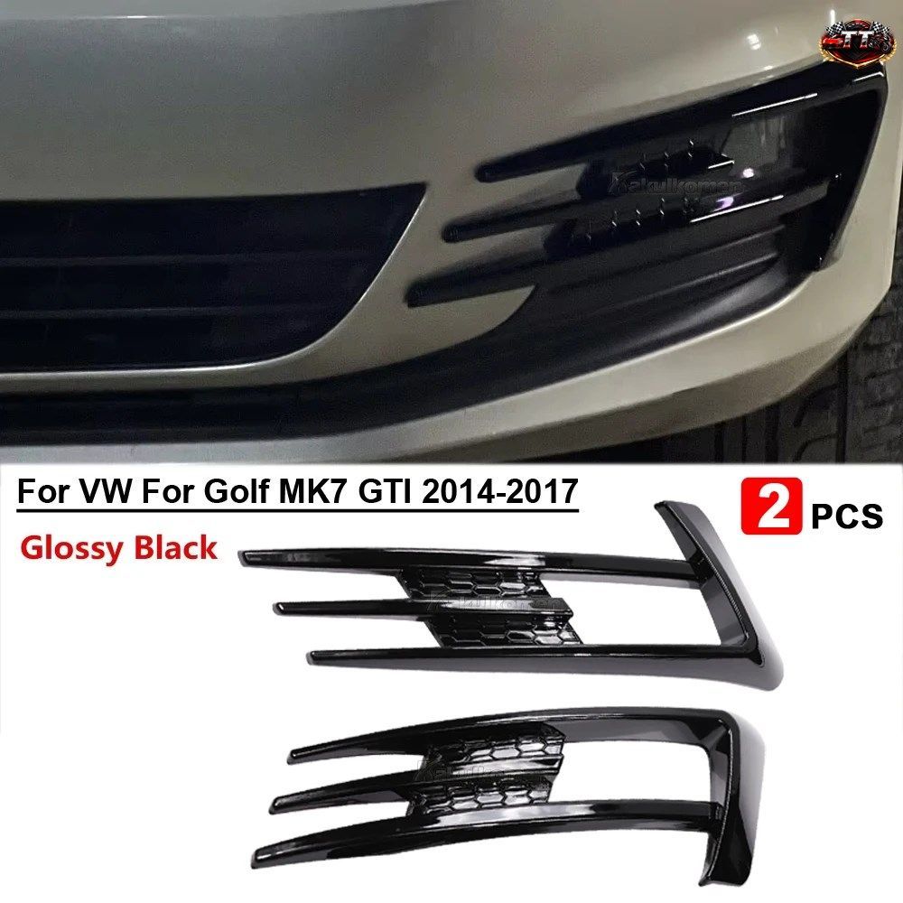 フロントバンパーフォグライトグリルグリルVWフォルクスワーゲンゴルフ7 MK7 GTI 2014 - 16フォグランプアイブロウウィンドナイフカバート