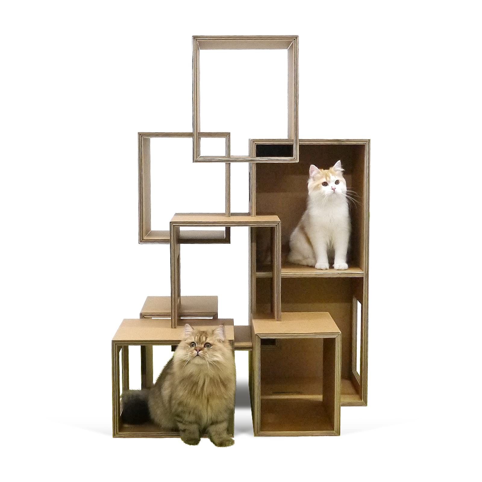 PAPER NEW STANDARD キャットタワー セブンルームズ 多頭飼い 強化段ボール 工具不要 組立簡単 日本製 おしゃれ インテリア 高さ1100mm