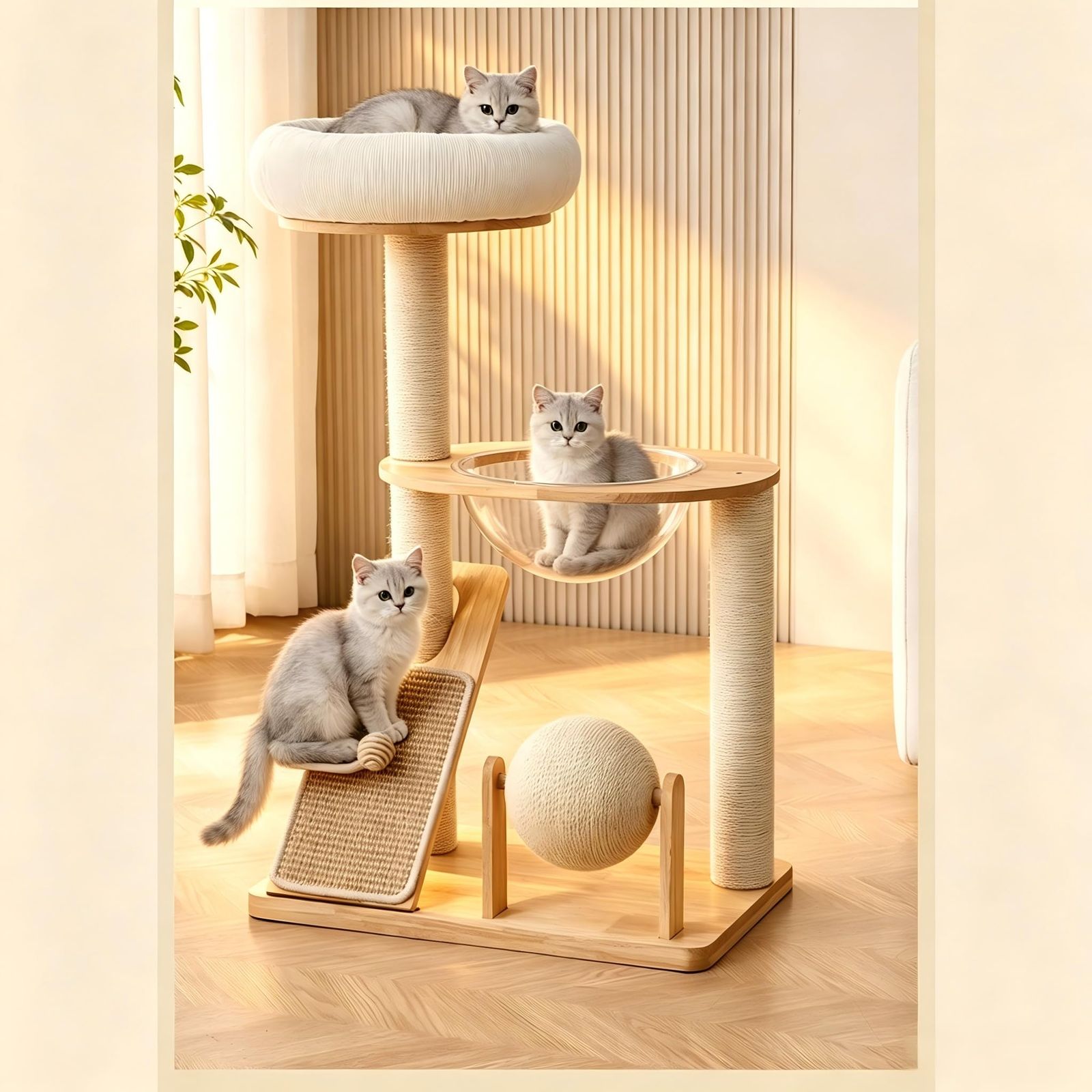 猫用品 インチ インテリア用大型猫用キャットツリー、マンション付き