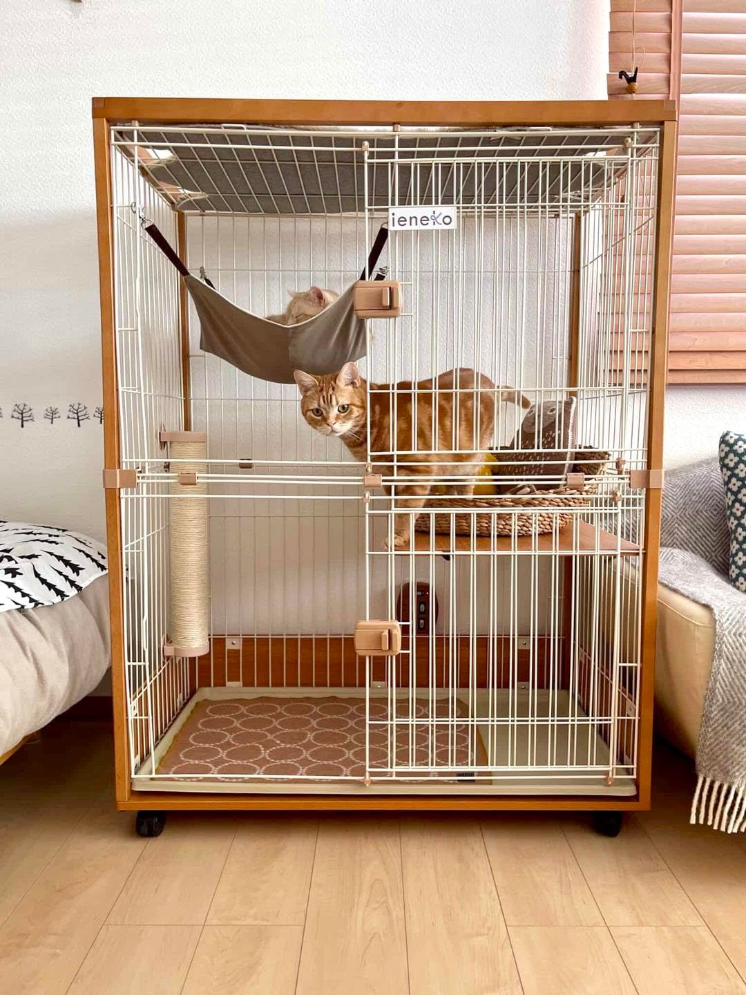 ieneko 猫 ケージ 2段 キャットケージ キャットサークル 幅96×奥行48