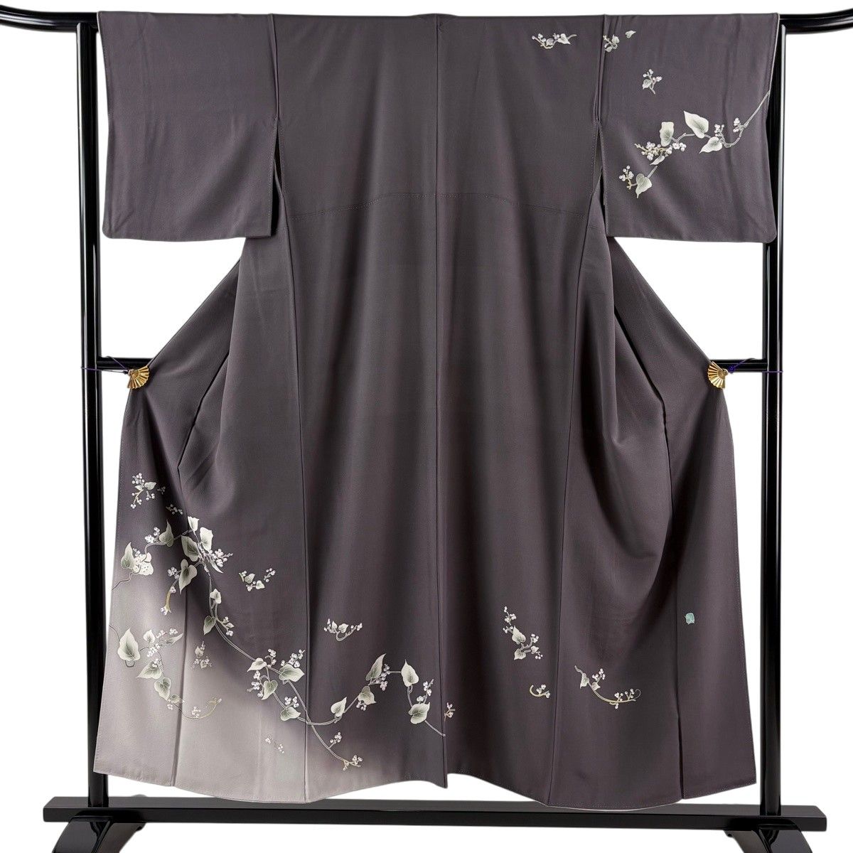 【美品】 訪問着 身丈152cm 裄丈63.5cm S 袷 松島由美 落款 葉と実 染め分け ぼかし 灰紫 正絹 逸品 【中古】 28,324円