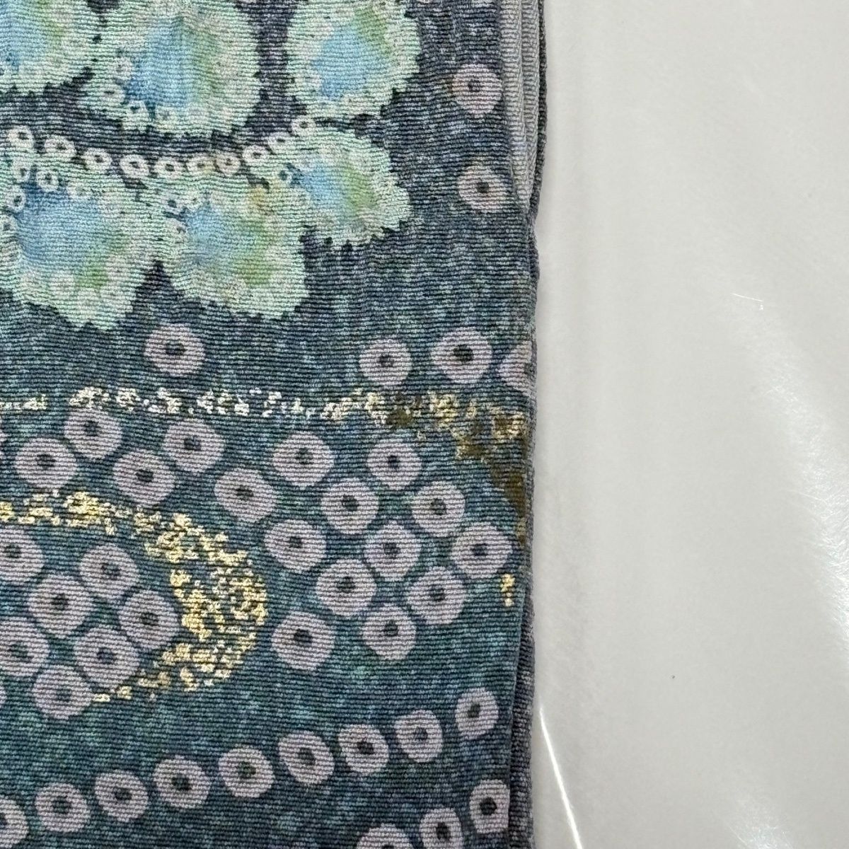 訪問着 身丈164cm 裄丈70.5cm L 袷 辻が花柄 金銀彩 染め分け 青灰色