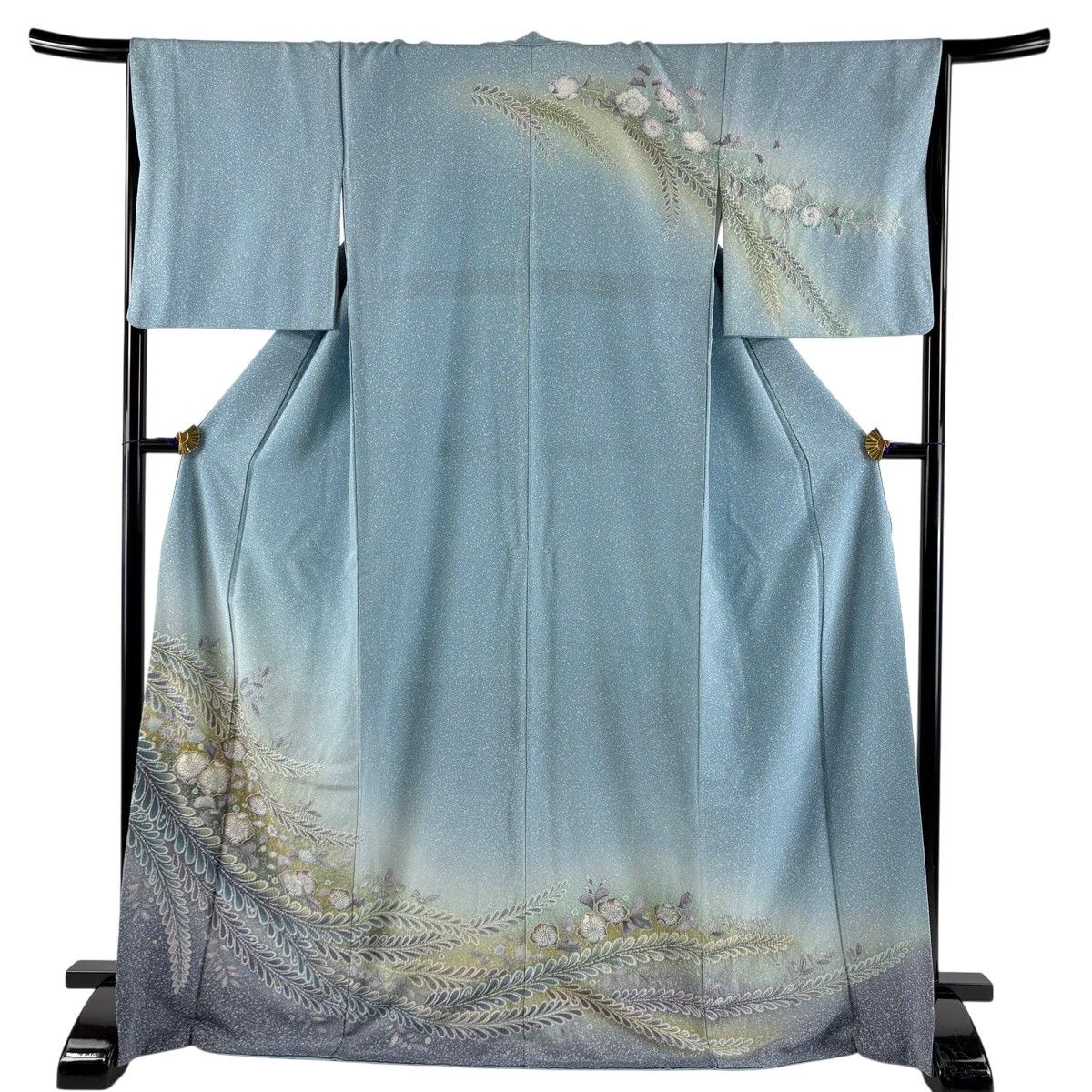 訪問着 身丈170.5cm 裄丈67cm M 袷 辻が花柄 ぼかし 金彩 水色 正絹 名品 【中古】 10,074円