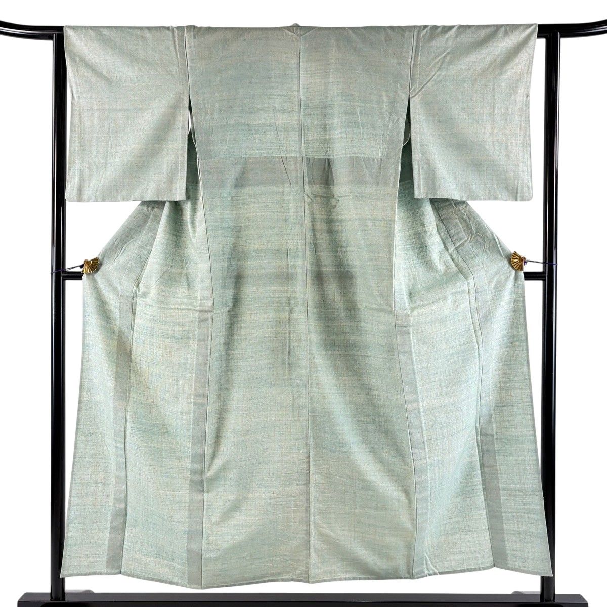 紬 身丈151.5cm 裄丈61.5cm S 単衣 落款 証紙 薄緑 正絹 名品 【中古】 12,460円