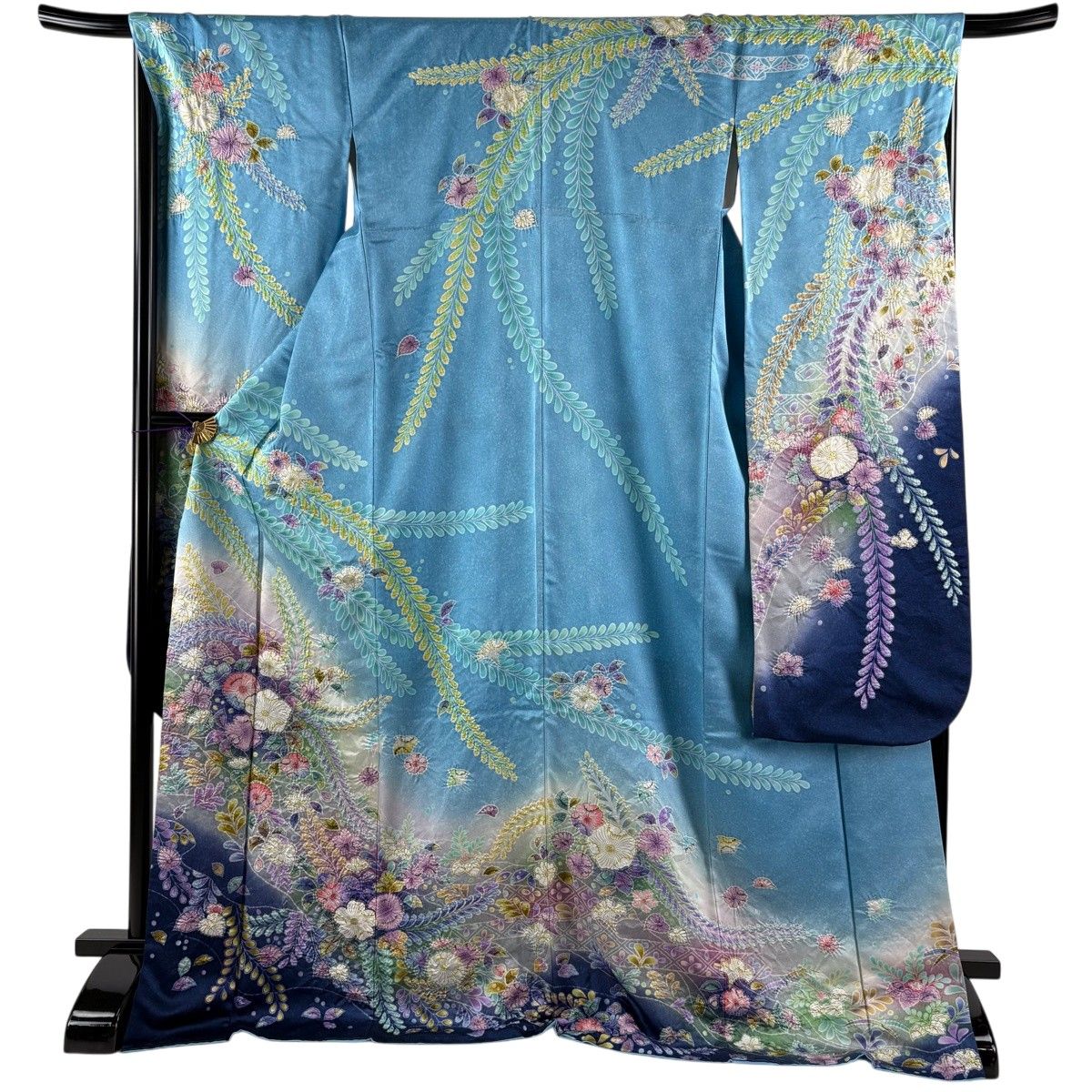 美品】 振袖 身丈174.5cm 裄丈68.5cm L 袷 落款 辻が花 ぼかし 銀通し