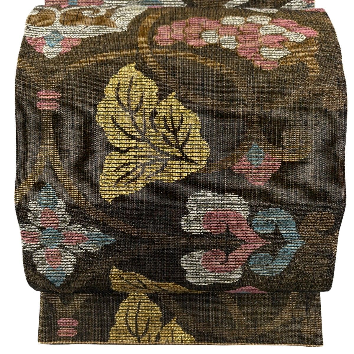 【美品】 袋帯 逸品 誉田屋源兵衛 落款 純金 華文 葡萄唐草 金糸 箔 金茶 六通 正絹 【中古】 30,420円