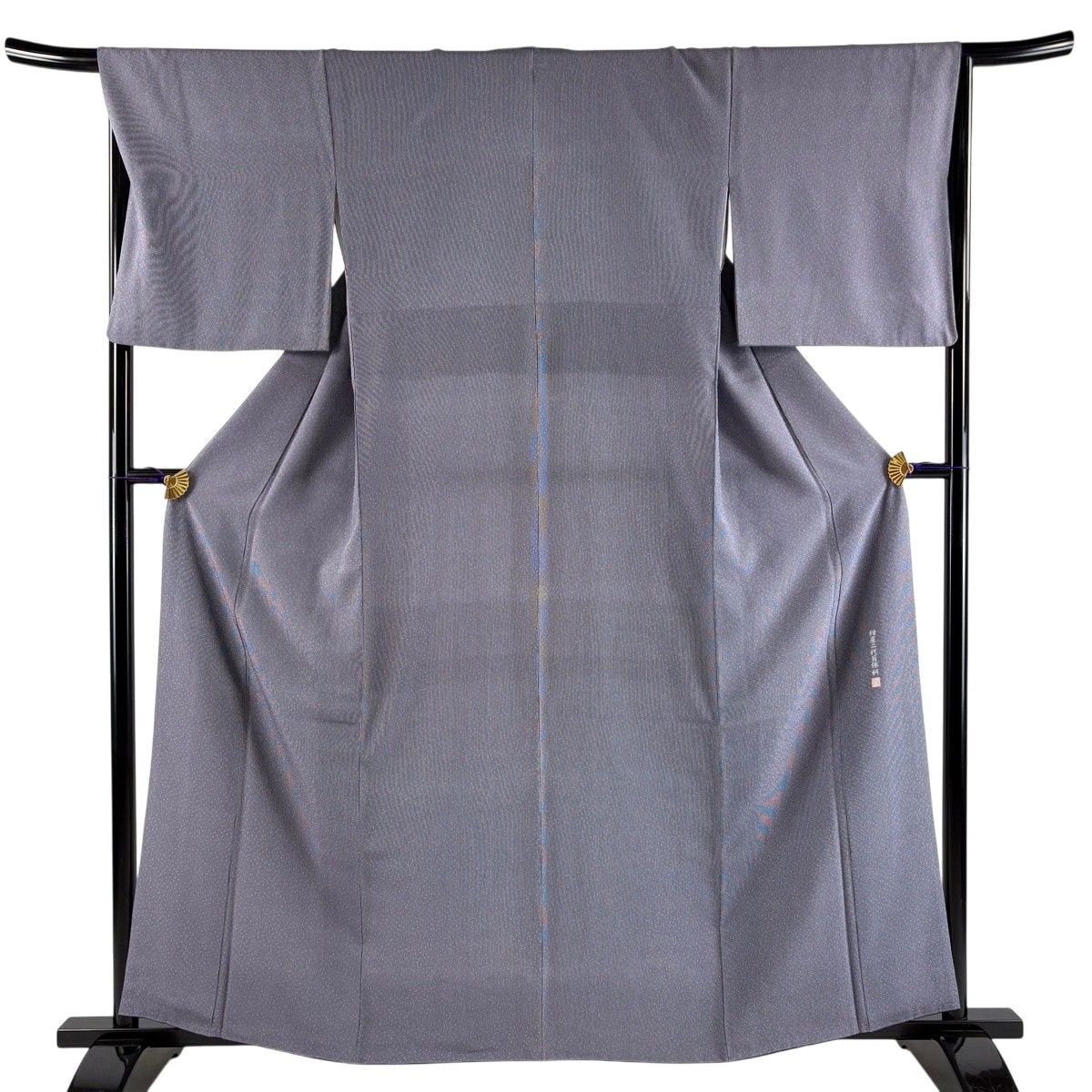 美品】 江戸小紋 身丈160cm 裄丈66cm M 袷 落款 竹縞 青紫 正絹 秀品