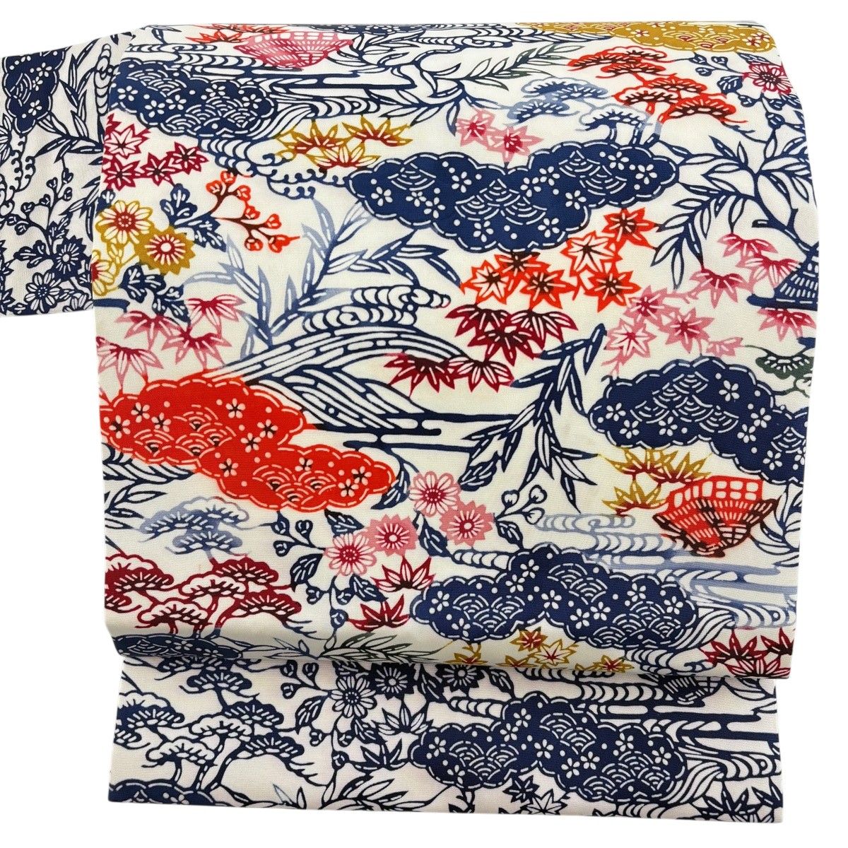 【美品】 名古屋帯 名品 雲文 松竹 クリーム 正絹 【中古】 12,460円