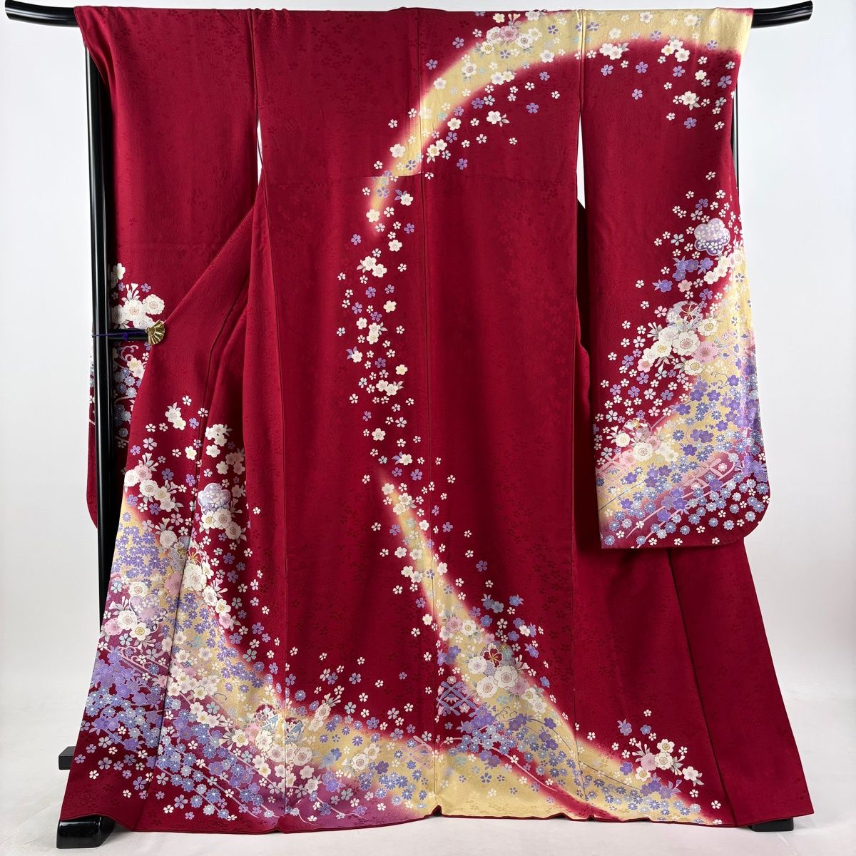 美品】 振袖 身丈172cm 裄丈70.5cm L 袷 袋帯フルセット 桜 雪輪 金糸