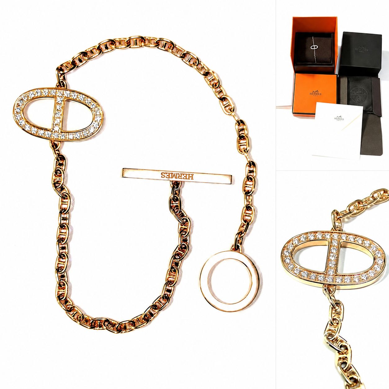 2026 現行　極美品　国内ギャラ付き　完備　HERMES エルメス　K18 RG ローズゴールド　シェーヌダンクル　コントゥール ダイヤ ブレスレット　ST　2026年購入　定価72万　現行　ブレス　ダイヤモンド　保証書　16.5ｃｍ