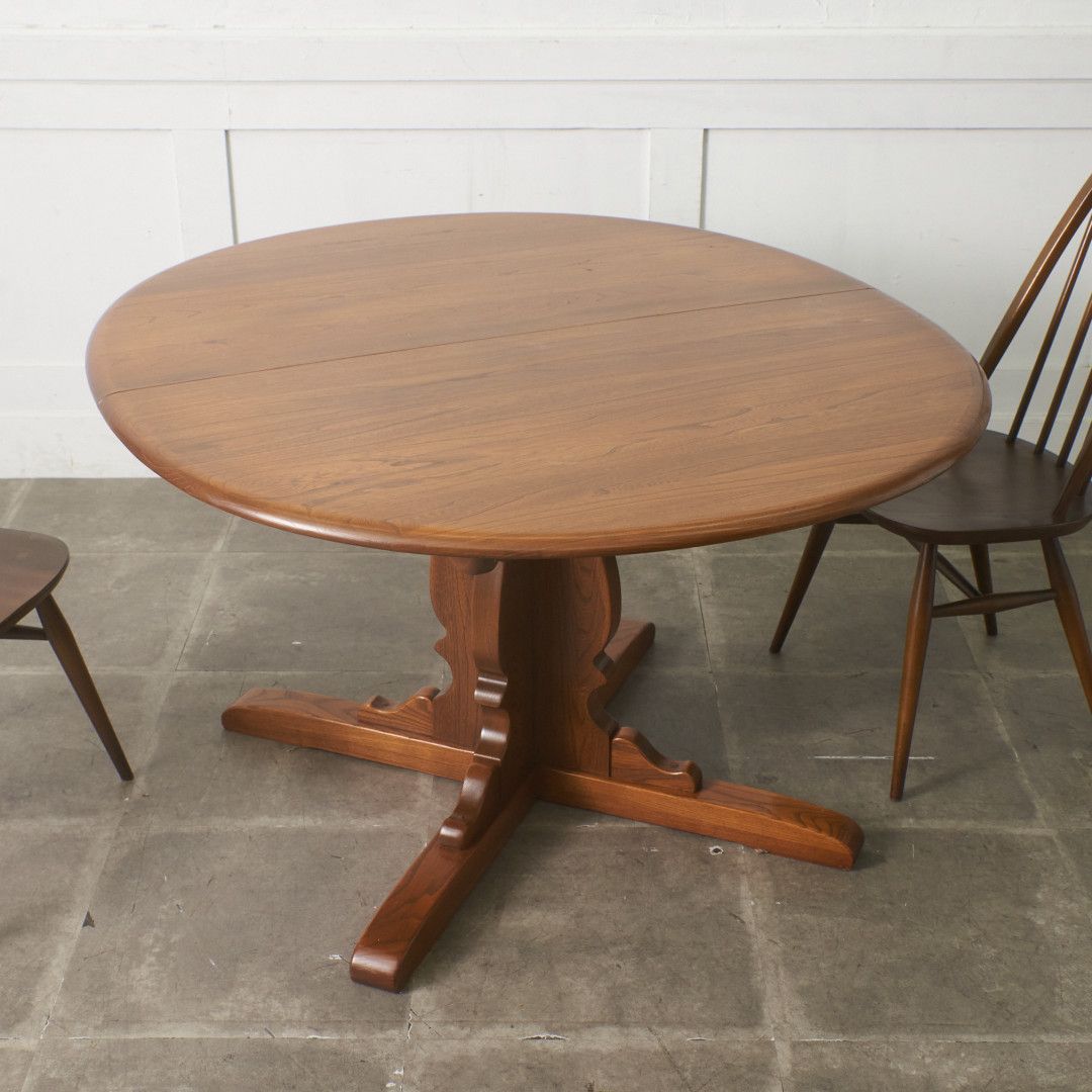 レア ERCOL エクステンションテーブル 英国 ダイニングテーブル 食卓 ヴィンテージ 伸長 拡張 ラウンド オーバル アーコール 101646