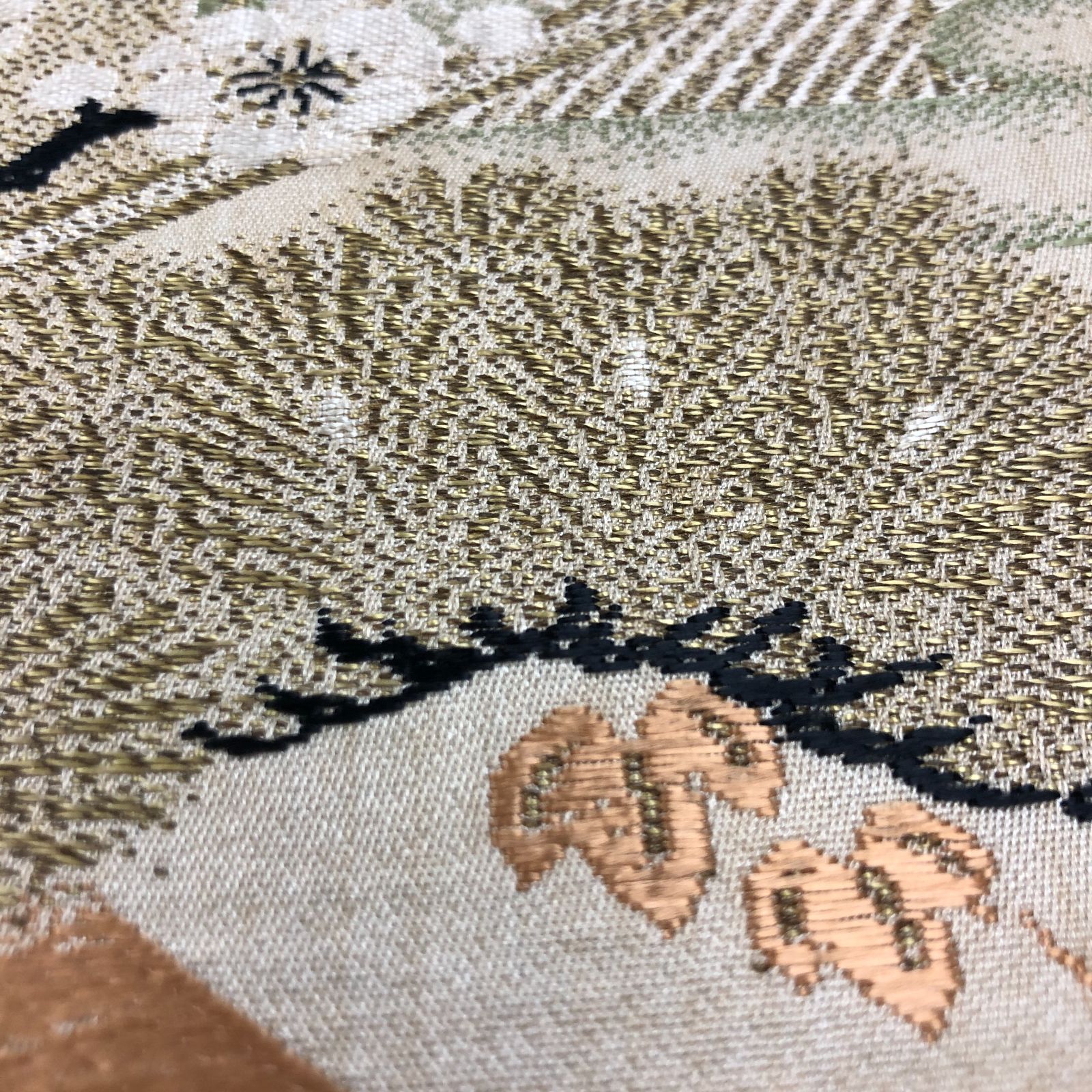 美品★アンティーク正絹・丸帯(おまとめ3点)仕立て上り 正絹 丸帯 金糸 鶴 松竹梅 菊◇レトロ アンティーク 大正ロマン