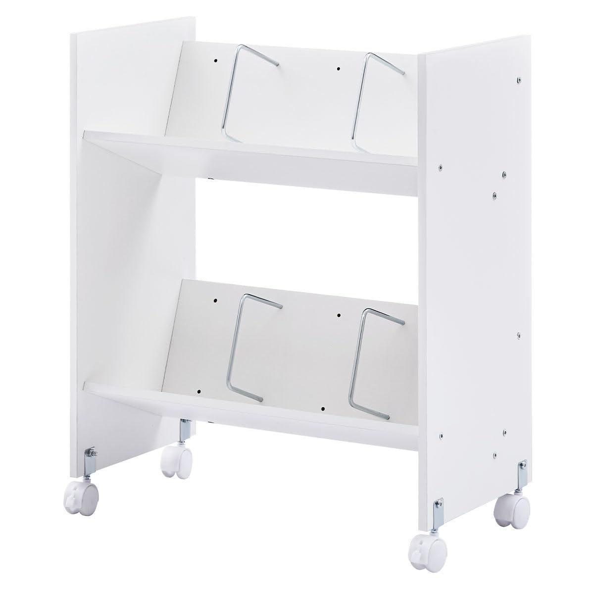 ぼん家具 ファイルワゴン 2段 A4ファイル対応 幅57.1×奥行30.1×高さ65.3cm ファイルラック 斜め 書類棚 キャスター付き 木製 ホワイトｍａ 8,888円