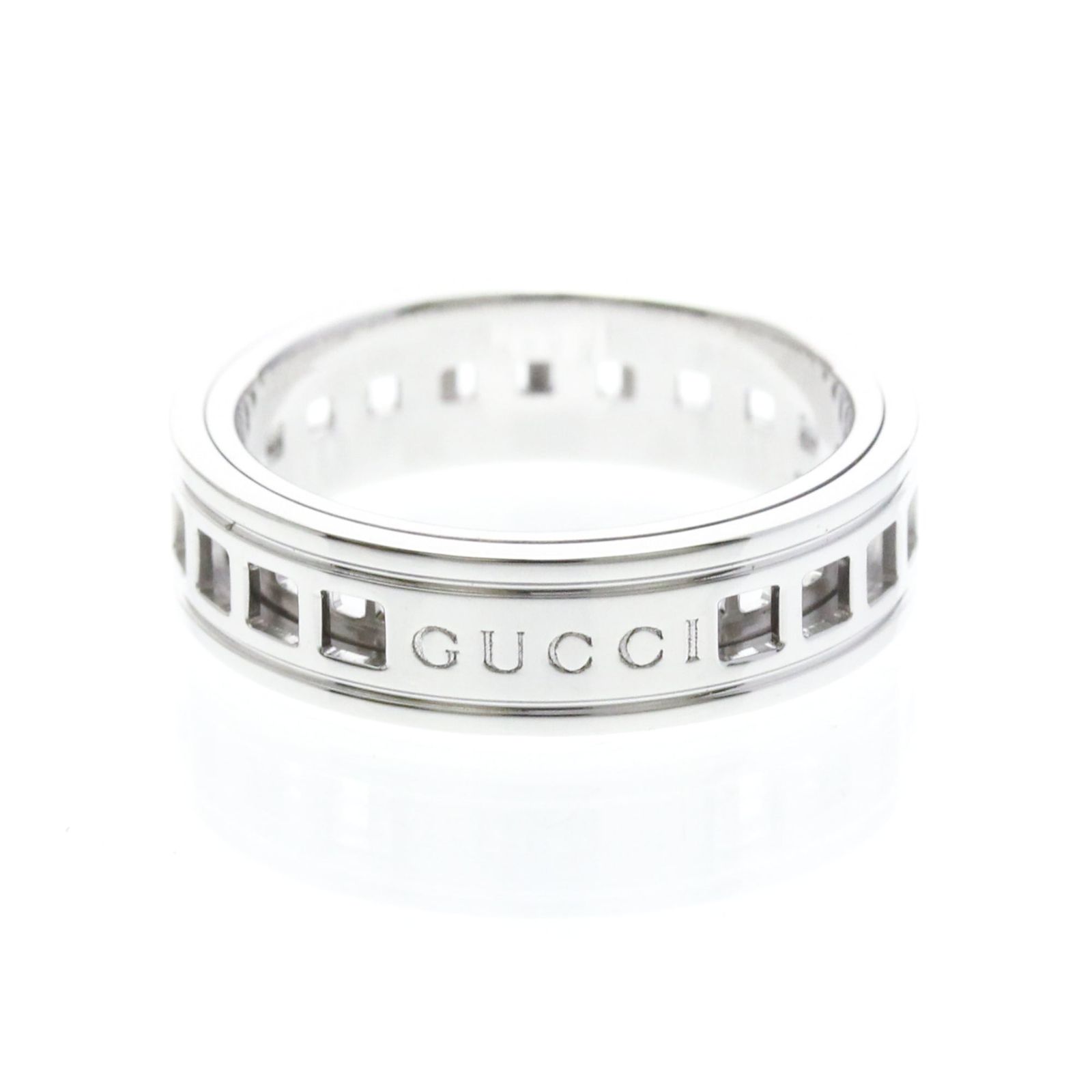 グッチ(Gucci) スクロールリング K18ホワイトゴールド(K18WG) ファッション 無し バンドリング シルバー